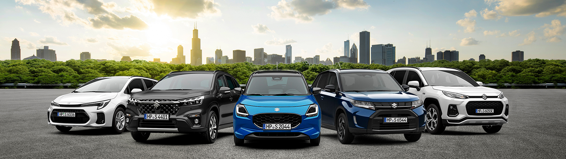 Alle Suzuki Modelle nebeneinander abgebildet